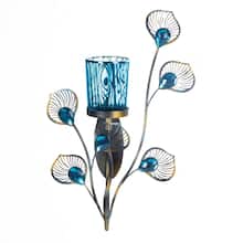 11'' Peacock Inspired Single Candle Wall Sconce